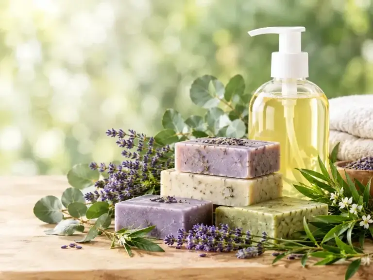 Herbal lavender soap bars with eucalyptus and liquid hand wash – herbal and lavender fragrance ingredients for hygiene soaps
