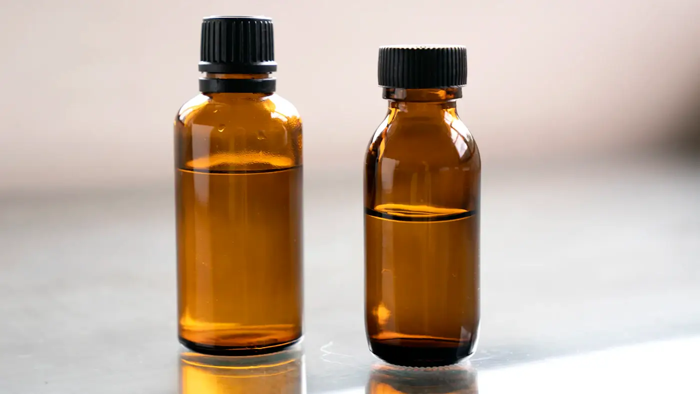 Amber essential oil sample bottles – wellness ingredient product enquiry